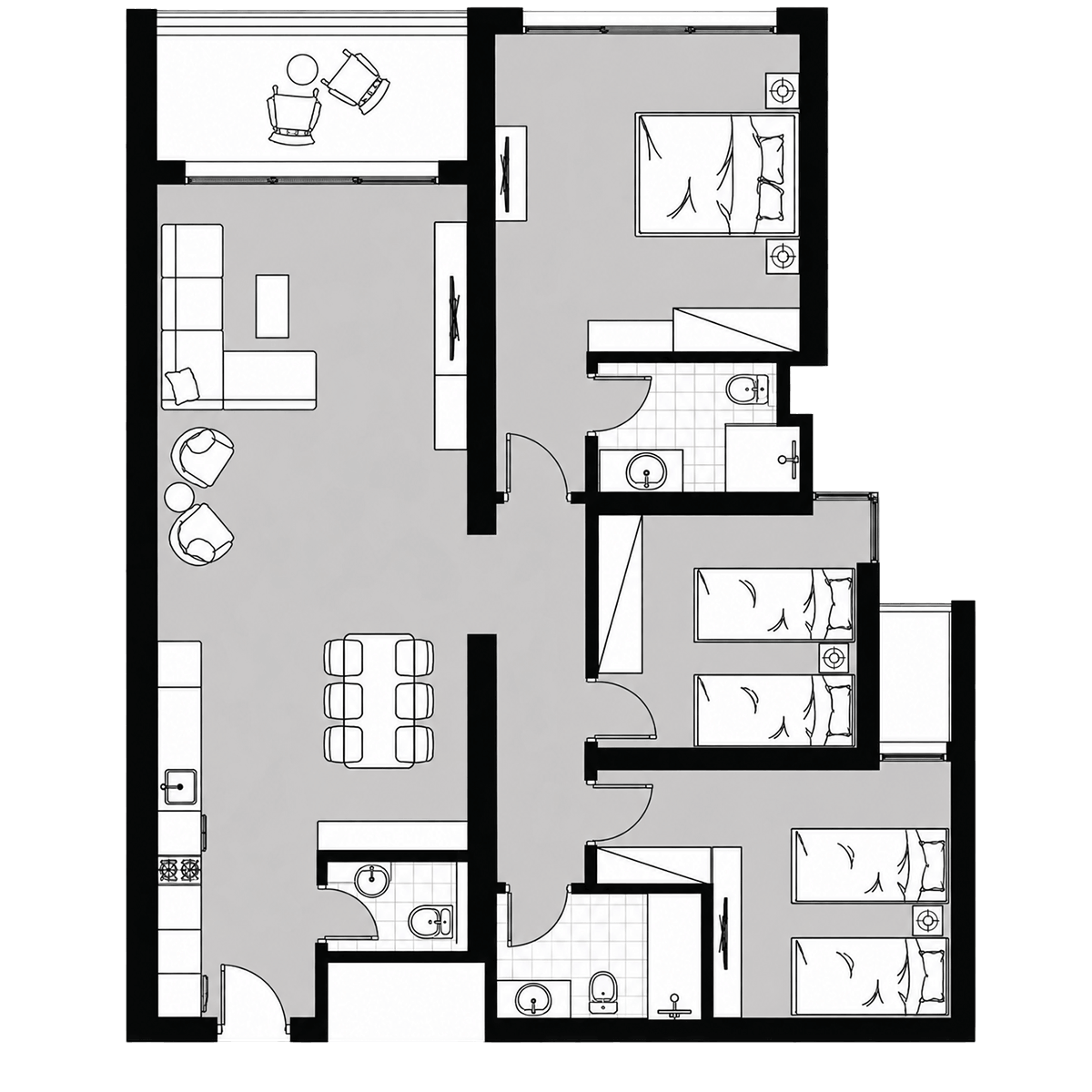 3 hálószobás apartman